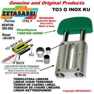 LINEAR CHAIN TENSIONER type INOX 20A1 ASA100 simple Newton 250-450 with PTFE glide bushings