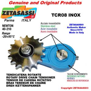 Tendicatena rotante TCR08 con pignone tendicatena semplice 16B1 1"x17 Z12 acciaio inox Newton 40-210