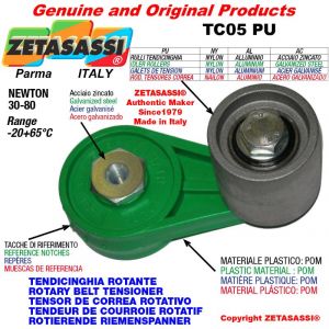 Tendicinghia rotante TC05PU con rullo tendicinghia Ø50xL50 in acciaio zincato Newton 30-80