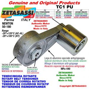 ROTARY DRIVE BELT TENSIONER TC1PU wiht greaser and idler roller with bearings Ø30xL35 in nylon Newton 50-180