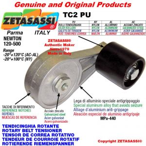 Tendicinghia rotante TC2PU con rullo tendicinghia Ø80xL80 in acciaio zincato Newton 120-500