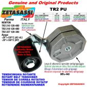 Tendicinghia rotante TR2PU con rullo tendicinghia Ø80xL80 in alluminio Leva 210 Newton 120:480