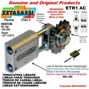 LINEAR DRIVE CHAIN TENSIONER ETR1AC with idler sprocket double 08B2 1\2"x5\16" Z16 Newton 95-190