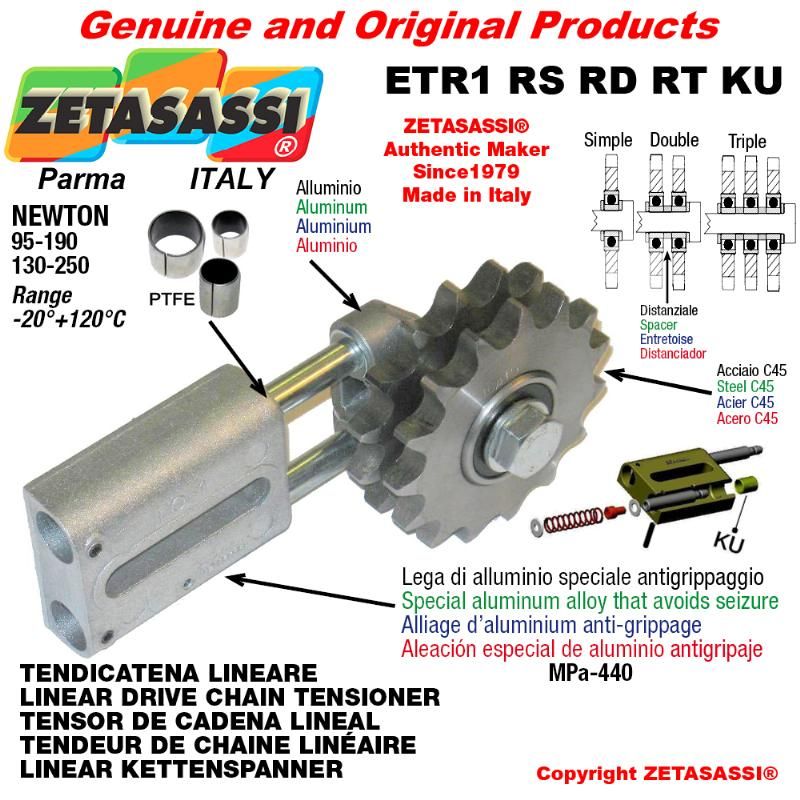 TENDEUR DE CHAINE LINÉAIRE ETR1RSRDRT avec pignon tendeur 10B1 5\8x3\8  Z15 Newton 95-190