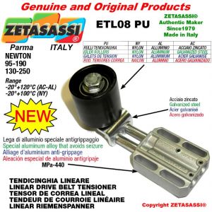 LINEAR DRIVE BELT TENSIONER ETL08PU  with idler roller and bearings Ø50xL50 in zinc-coated steel Newton 130-250