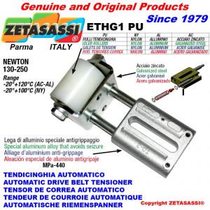 Tendicinghia lineare ETHG1PU con rullo tendicinghia Ø40xL50 in acciaio zincato N130:250