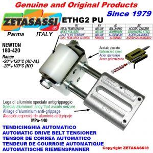 LINEAR DRIVE BELT TENSIONER ETHG2PU with idler roller Ø50xL65 in zinc-coated steel N180:420